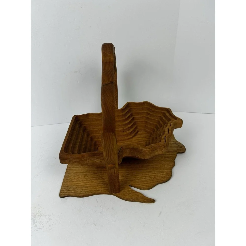Collapsible Wooden Basket‎ Fruit Bowl Cutting Board